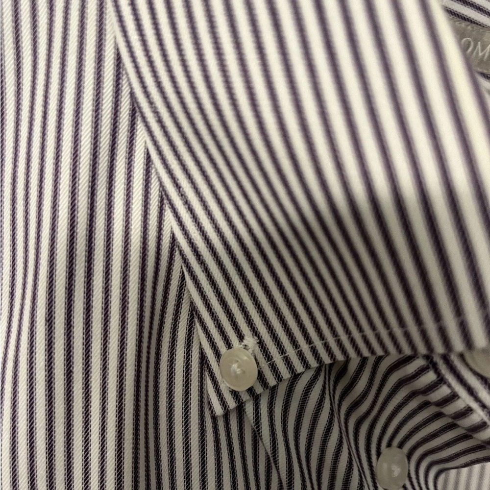 Nordstrom Smartcare Mens Tradional Fit Purple Stripe Wrinkle-Free Shirt 17/35 - Picture 5 of 6